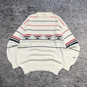 Vintage Head Sportswear Sweater Mens Medium Geometric Pattern Casual Grandpa 90s